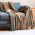 Miniatyrbilde 4 av 4: Boho Kast Teppe Utenfor Strikket Kvast Teppe, (Gul 50x