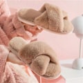 Miniatyrbilde 3 av 4: Dames tøfler i kunstig pels, varm khaki flip-flops, hjemmesko med åpne tær, passer for jenter 38-39