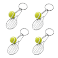 Miniatyrbillede 1 af 5: 4 stk. Tennis Racket Nøglering, Metal Nøglering Kreativ Nøglering S