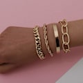 Miniatyrbillede 3 af 5: Elegant Boho Guld Sølv Kæde Armbånd Sæt til Kvinder Justerbar