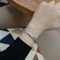 Miniatyrbillede 3 af 5: Klassisk kæde sølv flad kæde armbånd