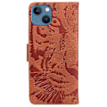 Miniatyrbild 3 av 5: Tiger Präglat Läderfodral För iPhone 14 Brown