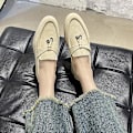 Miniatyrbillede 2 af 2: Sommer Pu Walk Sko Kvinder Loafers Causal Moccasin Lock Beanie Sko Komfortable Bløde Sål Flade Sko Plus Størrelse.41.beige