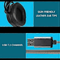Miniatyrbillede 5 af 5: V10 USB 7.1CH Gaming Hovedtelefoner med Surround Sound, Højprotein Læder Svedtætte Ørepuder Komfortable Headsets Sort Black