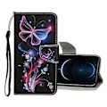 Miniatyrbillede 1 af 5: Farvet Tegne Etui til iPhone 12 Pro Max Fluorescent Butterfly