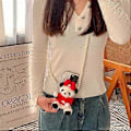 Miniatyrbild 4 av 5: Panda Nyckelring Charmig Luddig Hänge Söt Väskberlock Mjuk Panda Telefonprydnader Plyschmaterial för Handväska och Plånböcker tröja rosett sweater bow