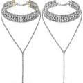 Miniatyrbillede 1 af 5: 2 stk. Rhinestone Kvast Choker Halskæde Multi-lags Bred Krave Halskæder Kvast Kæde Halskæder Til Kvinder Piger Favor
