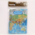 Miniatyrbilde 5 av 5: Verdenskart 3D passholder (brun), fasjonabel passveske,