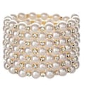 Miniatyrbillede 1 af 5: Armbånd med krystaller, diamanter, kunstig perlearmbånd, bryllup, brudefest, brudesmykker, perlebryllupsfestgaver Golden