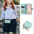Miniatyrbillede 5 af 5: Til Samsung Galaxy A32 4G (EU Version) Crossbody Telefon Cover Rhombus Læder Wallet Cover Style D