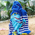 Miniatyrbillede 4 af 5: Poncho hættehåndklæder til børn, udsøgt mønster strandbadehåndklæder med hætte til drenge piger børn Dinosaur