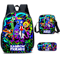 Pikkukuva 1 / 7: uusi tyyli Rainbow Friends -reppu Pojille Koululaukut Matkareput Lapset Lahjat Reppusetti Olkalaukku Penaali Set of 3
