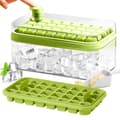 Isbitsform med lock och behållare, 2-pack för frys, 64 st isbitsformar (grön) green