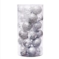 Miniatyrbilde 2 av 4: 24 stk 60 mm bruddsikker gjennomsiktig plast juleballpynt dekorative julekuler kulesett silver