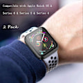 Miniatyrbillede 4 af 4: Hård pc-etui med skærmbeskytter af hærdet glas, kompatibel med Apple Watch Series 6 Se Series 5 Series 4 40 mm - Sort, 2 stk.