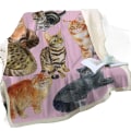 Miniatyrbillede 4 af 5: Sødt kattetæppe Kawaii Cat Lover Gave Plys Sherpa Tæppe Varmt Letvægts Plys Circle Tæppe 2 Lamb Fleece 130*150CM