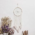 Miniatyrbillede 2 af 5: Nordic Bamboo Ring Drömfångare Bomullstråd Vävd Gobeläng Bohemisk Vägghängande Pendel Sovrum Vardagsrumsinredning