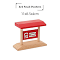 Miniatyrbillede 1 af 5: Hhcx-bøg trætogbanedele Vejspærring Tankstation Træskinner Tilbehør Passer til træjernbaneskinner Red legetøj til børn Ny Red small platform