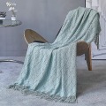 Miniatyrbild 1 av 5: Inya Slängfilt Strukturerad Solid Mjuk Soffa Soffa Överdrag Dekorativ nordisk stickad filt Tyngd juldekor Plädar diamond lotus green 127x172cm
