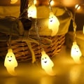 Miniatyrbild 1 av 3: Led Halloween Bat Lantern Ghost Hand Light String Solar Batteri USB Ghost Light String Secret Room Dekoration ghost warm white 79