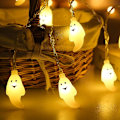 Miniatyrbilde 1 av 3: Led Halloween flaggermus Lantern Ghost Hand Light String Solar Batteri Usb Ghost Light String Secret Room Dekoration ghost warm white 79
