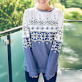 Miniatyrbillede 1 af 2: Hhcx-christmas Dame Langærmet striktrøje Xmas Print Jumper Toppe Grey L