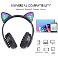 Miniatyrbilde 5 av 5: Trådløse hodetelefoner Cat Ear Led Light Up Bluetooth sammenleggbare hodetelefoner over øret med mikrofon for nettbasert fjernlæring
