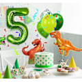Pikkukuva 5 / 5: Dinosaur Foil Balloon taustakoriste syntymäpäiväjuhlatarvikkeet (numero 1) 31 kpl color 1