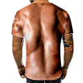 Miniatyrbilde 2 av 3: 3d T-skjorte for menn Bodybuilding simulert muskelskjorte naken hud brystmuskel t-skjorte 4XL