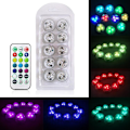 Miniatyrbillede 3 af 3: 10 stk mini nedsænkelige led lys med fjernbetjening, små undervands fyrfadslys
