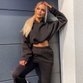 Miniatyrbilde 1 av 5: Høst og vinter Europeisk og amerikansk ny mote Ensfarget Langermet sports- og fritidsdress Todelt black M