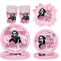 Miniatyrbillede 3 af 5: Pink Halloween Party Engangsservice Papirhåndklæde Papirbord Bula Banner Pink Fork 20pcs