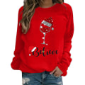 Miniatyrbild 1 av 2: Jul Kvinnor Långärmad T-shirt Xmas Print Casual Loose Tops Blus Red L