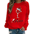 Miniatyrbillede 1 af 2: Jul Kvinder Langærmet T-shirt Xmas Print Casual Løse Toppe Bluse Red M