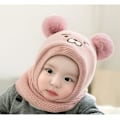 Pikkukuva 2 / 5: Baby slouchy-hattu Lämmin Söpö Karhu Talvihattu Huivi Hattu Neulottu Hattu Bobble Fleece Vuoratulla Pipo Hattu Pink