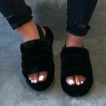Miniatyrbilde 4 av 5: Vinter Kvinner Hjem Tøfler Ryggstropp Plysj Varme Sko Kvinne Slip On Flats Slides Søt plysj Fluffy Lady Bomulttøfler Rosa Szy EU 37