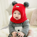 Pikkukuva 3 / 5: Baby slouchy-hattu Lämmin Söpö Karhu Talvihattu Huivi Hattu Neulottu Hattu Bobble Fleece Vuoratulla Pipo Hattu Red