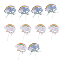 Miniatyrbilde 1 av 3: 10 stk Rainbow Style Cake Toppers Bursdagskakeinnsatser Kaketilbehør (rosa blå)