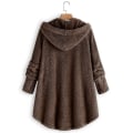 Miniatyrbilde 2 av 2: Damejakke Moteknapp Fluffy Ull Hettejakke Løs Vintervarme Plus Size Brown 4XL