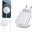 iPhone magnetisk MagSafe-lader (trådløs) med vegglader hvit White White