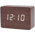 Miniatyrbild 1 av 4: Trä LED digital väckarklocka Liten stående klocka med datumtemperaturdisplay