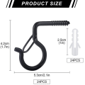 Pikkukuva 3 / 5: 24 kpl Kierrekoukut Outdoor String Lights Turvaruuvikoukku Black B