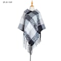 Miniatyrbild 1 av 5: Grova fransar pullover mantel höst och vinter kvinnors förtjockade färg rutig sjal Black and White 75cm