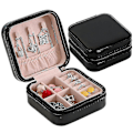 Miniatyrbillede 3 af 4: Smykker Organizer Læder Rejse Smykker Opbevaring Display Etui Bærbar Ørering Halskæde Opbevaringsboks Light Pink