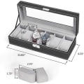 Miniatyrbillede 2 af 4: Slot Læder Ur Box Display Case Organizer Glas smykker Opbevaring Sort