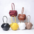 Miniatyrbild 2 av 5: A Main Lyx Designer Handväska Kvinnor Liten Rund Design Läder Handväska För Kvinnor 2023 Mode Bowling Väska Handväska Clutches Brun Handväska Brown Handbag