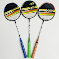 Miniatyrbilde 2 av 5: 2stk Sportsbadmintonracket Sklisikkert håndtak Racket for utendørs spill Orange