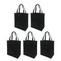 Miniatyrbilde 1 av 2: 5 stk ikke-vevde stoffer handlepose Sammenleggbar gjenbrukbar veske for utendørs shopping (svart, 30x25x10cm)
