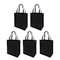 Miniatyrbillede 1 af 2: 5 stk ikke-vævede indkøbstaske Foldebar genanvendelig håndtaske til udendørs shopping (sort, 30x25x10cm)
