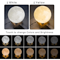 Pikkukuva 3 / 5: Mood Lights Moon Lamp-jalustalla Kaukosäädin kosketusohjain + USB ladattava